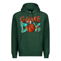 Sports Green Game day leopard basketball Premium Hoodie - NancyCooperArtShop