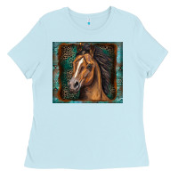 Baby Blue western horse Ladies Tee - Zillion Design Studio