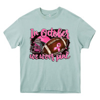 Arona in october we wear pink with football Heavy Core Tee - BarkalooDesign
