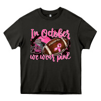 Asphalt in october we wear pink with football Heavy Core Tee - BarkalooDesign