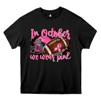 Black in october we wear pink with football Heavy Core Tee - BarkalooDesign