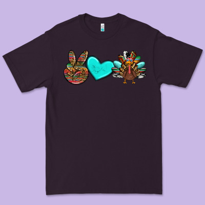 Peace Love Thanksgiving Turkey Premium Tee Designed By Ranaportraitstore