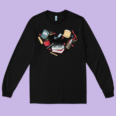 Teacher Long Sleeve Tee Designed By Maliassmallbusiness