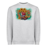 Heather Grey cowboy boots sunflower Heavyweight Sweatshirt - AdoDesignShop