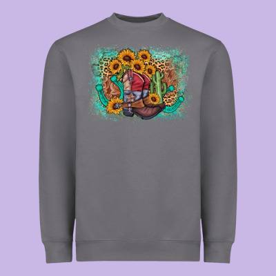 Cowboy Boots Sunflower Heavyweight Sweatshirt Designed By Adodesignshop