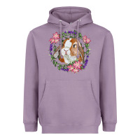 Lavender Bunny Face With Floral Wreath Heavyweight Hoodie - RanaPortraitStore