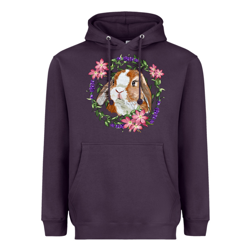 Bunny Face With Floral Wreath Heavyweight Hoodie by RanaPortraitStore | Teevron