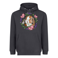 Smoke Bunny Face With Floral Wreath Heavyweight Hoodie - RanaPortraitStore