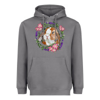 Storm Bunny Face With Floral Wreath Heavyweight Hoodie - RanaPortraitStore