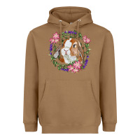 Toasted Coconut Bunny Face With Floral Wreath Heavyweight Hoodie - RanaPortraitStore