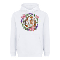 White Bunny Face With Floral Wreath Heavyweight Hoodie - RanaPortraitStore