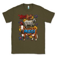 Army Green red white moo farm animals 4th of july Classic Tee - LillyAllenDesigns