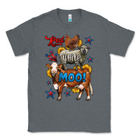 Charcoal Heather red white moo farm animals 4th of july Classic Tee - LillyAllenDesigns