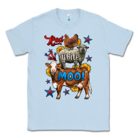 Dusty Blue red white moo farm animals 4th of july Classic Tee - LillyAllenDesigns