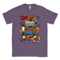 Lavender red white moo farm animals 4th of july Classic Tee - LillyAllenDesigns