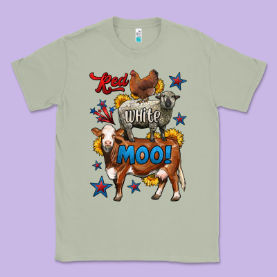 Red White Moo Farm Animals 4th Of July Classic Tee Designed By Lillyallendesigns