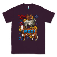 Plum red white moo farm animals 4th of july Classic Tee - LillyAllenDesigns