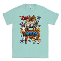 Seafoam red white moo farm animals 4th of july Classic Tee - LillyAllenDesigns