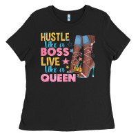 Black hustle like a boss live like a queen Ladies Tee - texasbilliewilder