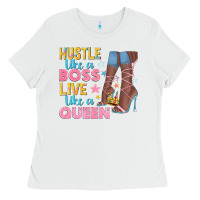 White hustle like a boss live like a queen Ladies Tee - texasbilliewilder