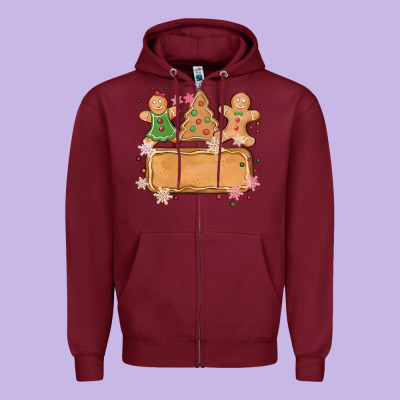 Costom Name Christmas Cookie Zipper Hoodie Designed By Maliassmallbusiness