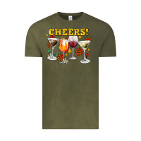 Vintage Olive Cheers Christmas Coctail Vintage Tee - AdoDesignShop