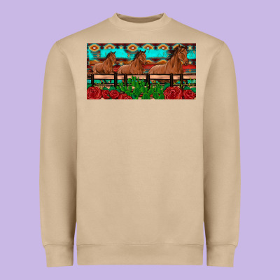Horses Roses Ann Cactuses License Plate Heavyweight Sweatshirt Designed By Artiststas