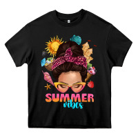 Black summer vibes messy bun tbw Heavy Core Tee - texasbilliewilder