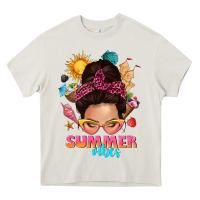 Cream summer vibes messy bun tbw Heavy Core Tee - texasbilliewilder