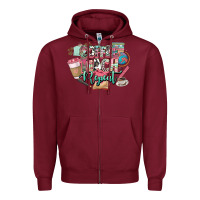 Burgundy coffee teach repeat teacher Zipper Hoodie - NancyCooperArtShop