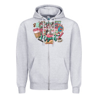 Heather Grey coffee teach repeat teacher Zipper Hoodie - NancyCooperArtShop