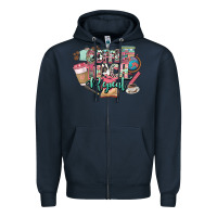 Navy coffee teach repeat teacher Zipper Hoodie - NancyCooperArtShop
