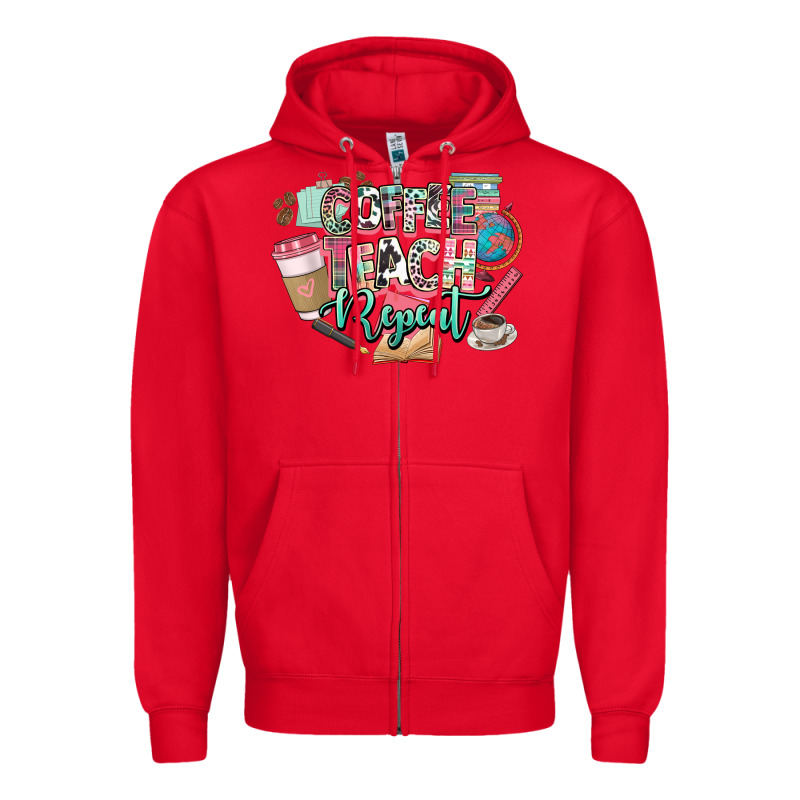 Coffee Teach Repeat Teacher Zipper Hoodie by NancyCooperArtShop | Teevron