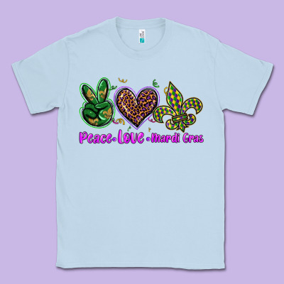 Peace Love Mardi Gras Classic Tee Designed By Barkaloodesign