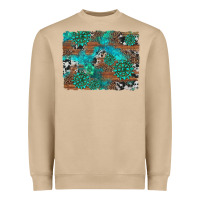 Mushroom gemstone wood and cowhide background Heavyweight Sweatshirt - Artiststas