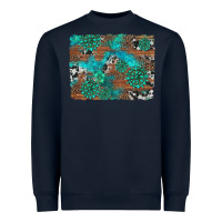 Navy gemstone wood and cowhide background Heavyweight Sweatshirt - Artiststas