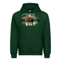 Forest Green Stay wild night Grizzly Bear Urban Hoodie - HowdyJamesFarm