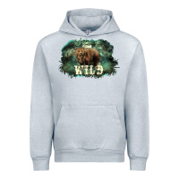 Heather Grey Stay wild night Grizzly Bear Urban Hoodie - HowdyJamesFarm