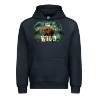 Navy Stay wild night Grizzly Bear Urban Hoodie - HowdyJamesFarm