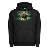 Pigment Black Stay wild night Grizzly Bear Urban Hoodie - HowdyJamesFarm