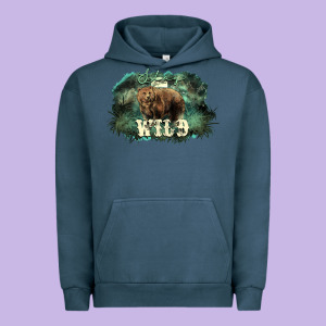 Stay Wild Night Grizzly Bear Urban Hoodie Designed By Howdyjamesfarm
