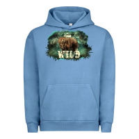 Pigment Pebble Blue Stay wild night Grizzly Bear Urban Hoodie - HowdyJamesFarm