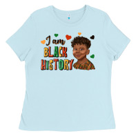 Baby Blue i am black history afro black boy child juneteenth Ladies Tee - texasbilliewilder