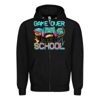 Black game over back to school Zipper Hoodie - NancyCooperArtShop