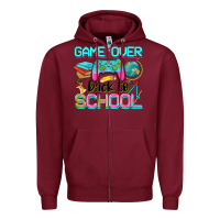 Burgundy game over back to school Zipper Hoodie - NancyCooperArtShop
