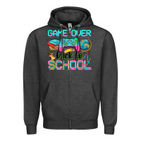 Charcoal Heather game over back to school Zipper Hoodie - NancyCooperArtShop