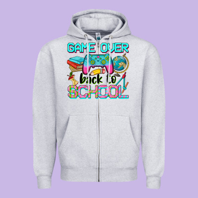 Game Over Back To School Zipper Hoodie Designed By Nancycooperartshop