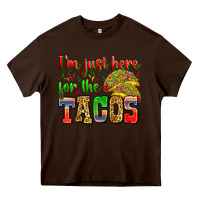 Chocolate Brown i'm just here for the tacos Heavy Core Tee - Zillion Design Studio