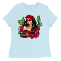 Baby Blue mexico girl Ladies Tee - Zillion Design Studio