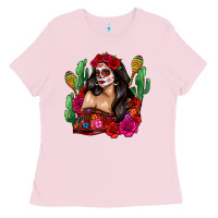 Bubblegum Pink mexico girl Ladies Tee - Zillion Design Studio
